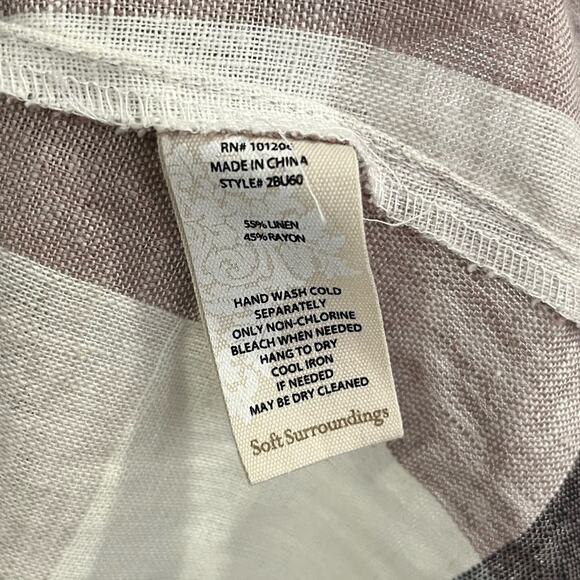 Soft Surroundings Medium Linen Blend Plaid Blouse button up Zipped Back #2BU60 - Picture 7 of 9